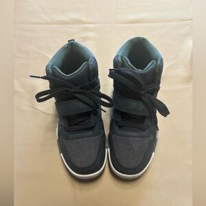 Wonder Nation Boys Fashion High‎ Top Sneakers Blue Gray Laced Memory Foam